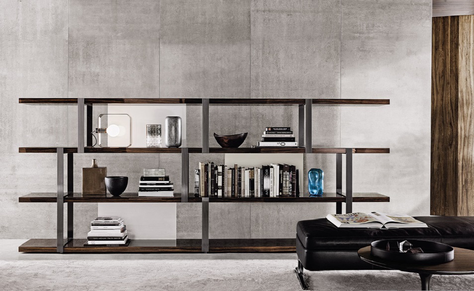 ミノッティのオープンシェルフは、上質な素材と洗練されたデザインでリビングや書斎を格上げする収納家具です。木材や金属の質感を活かした開放的な構造が特徴で、本や雑貨を美しくディスプレイできます。
