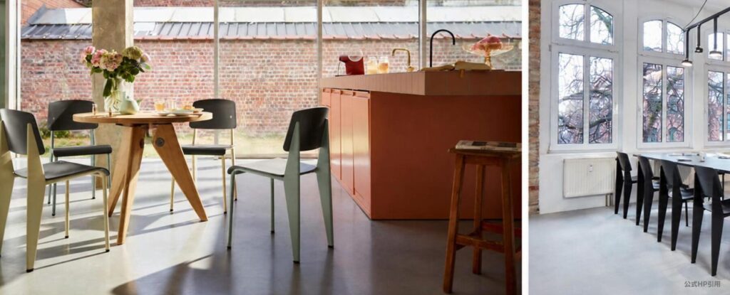 Vitra（ヴィトラ）STANDARD CHAIR SP ダイニングチェア。プラスチック製の座面と背もたれ、軽量スチールフレームで構成され、シンプルながら安定感のある使い心地が特長。
