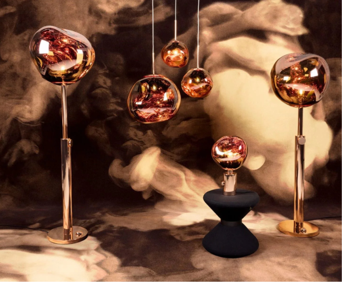 Tom Dixon（トム・ディクソン）Melt ペンダントライト｜空間照明｜溶けた金属のような有機的な球体と柔らかな光